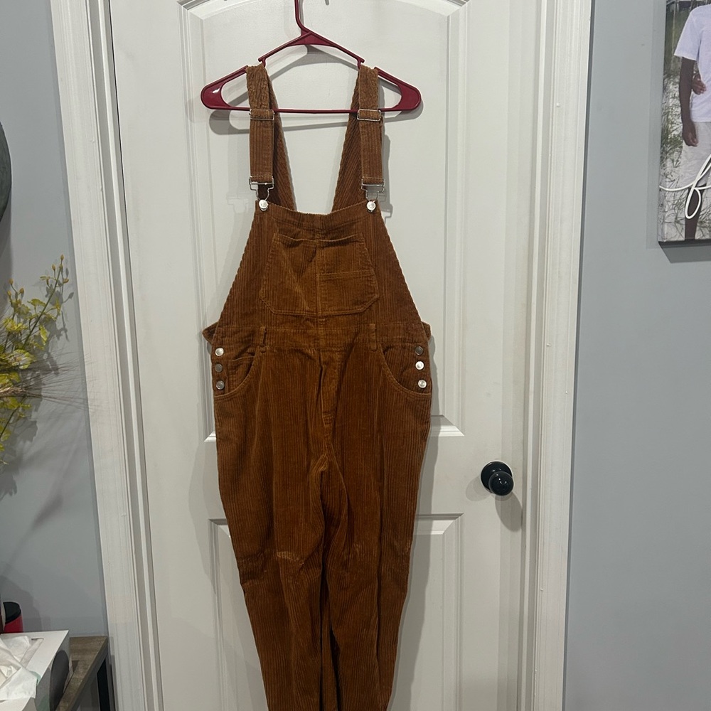 BiBi Women's Brown Corduroy Overalls